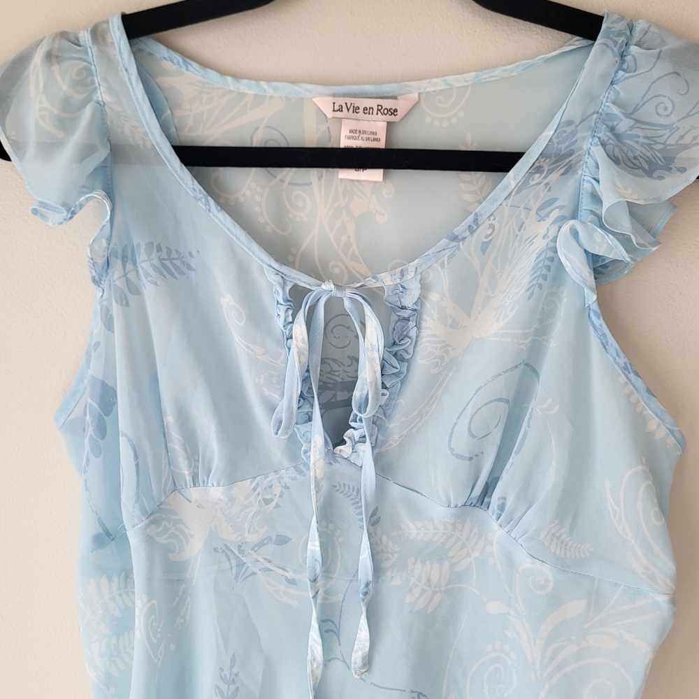 La Vie En Rose Light Blue Women's Sheer Sleepwear Set - Picture 2 of 4